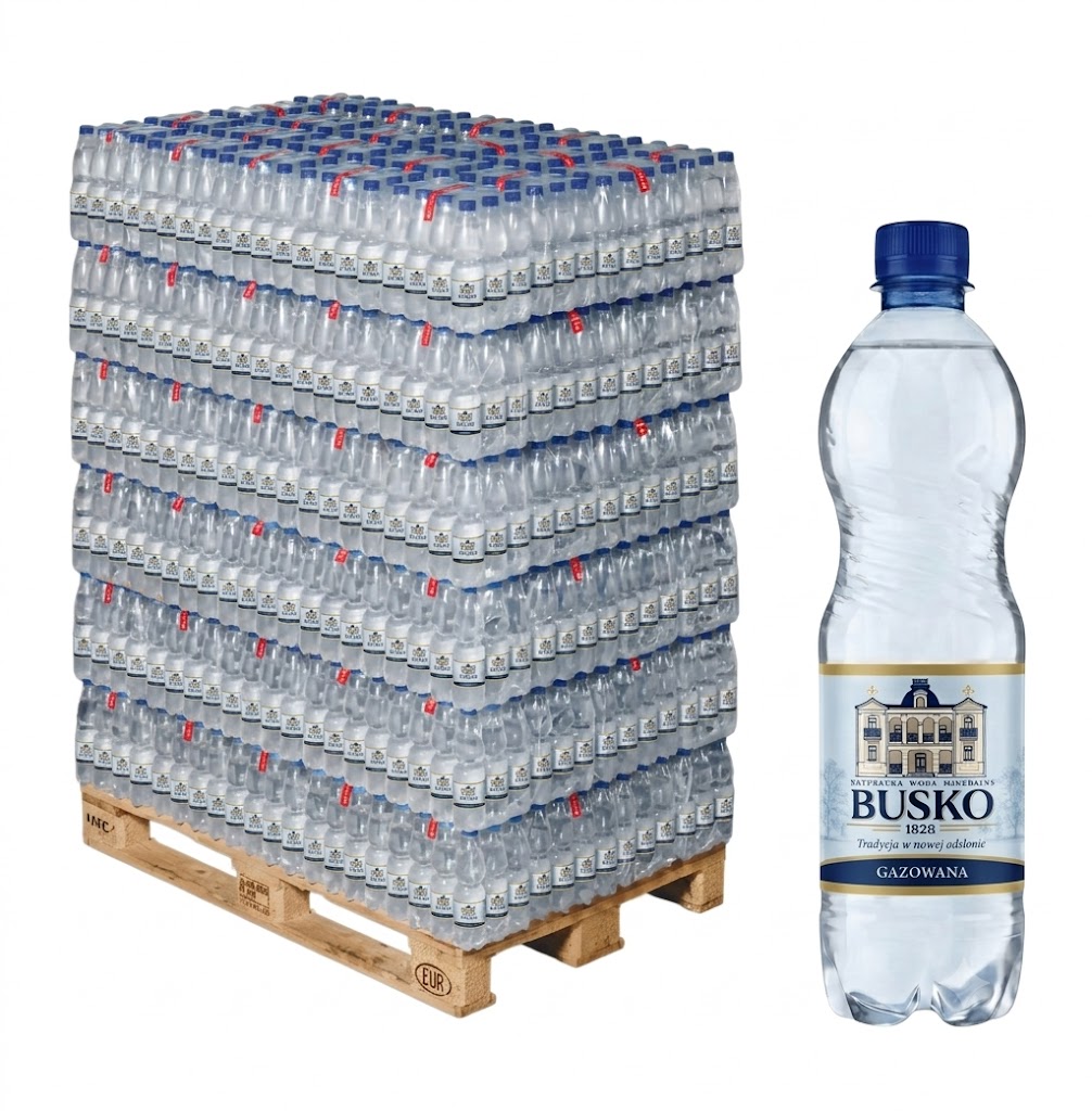 Paleta wody mineralnej Busko1828 gazowana 0,5 l — 1368 butelek