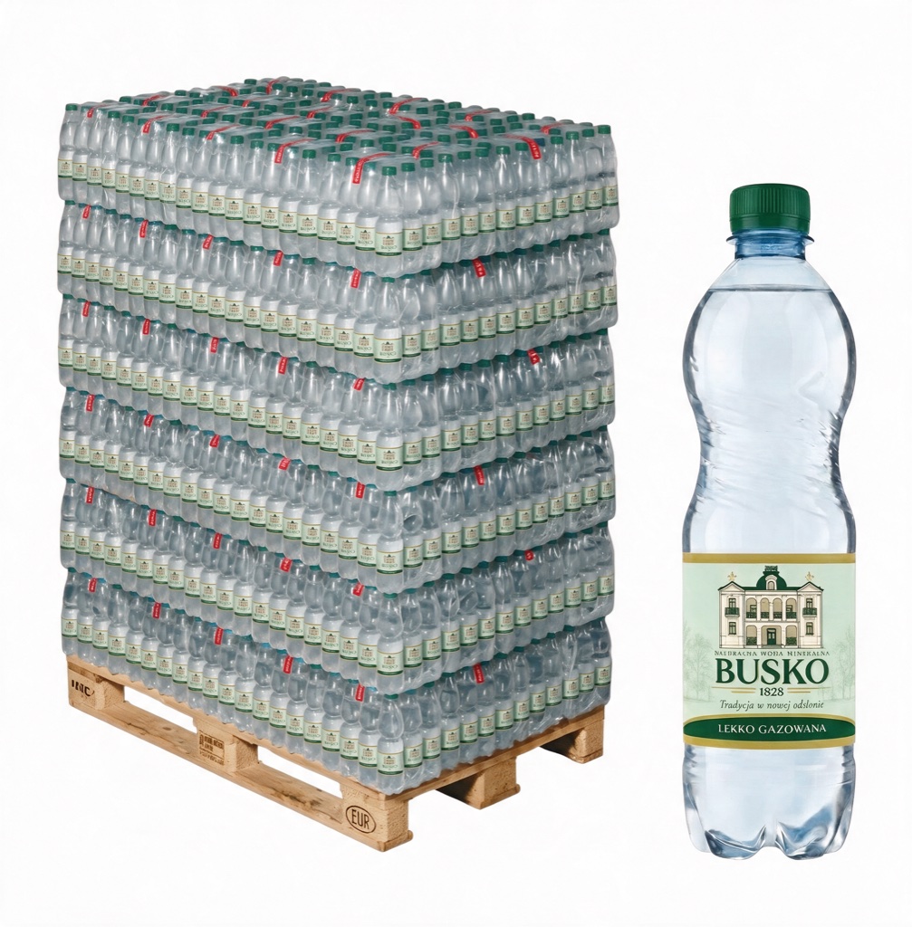 Paleta wody mineralnej Busko1828 lekko gazowana 0,5 l — 1368 butelek